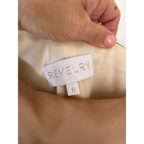 Revelry Jade Satin One Shoulder Dress in Champagne Size 8 - Picture 5 of 8